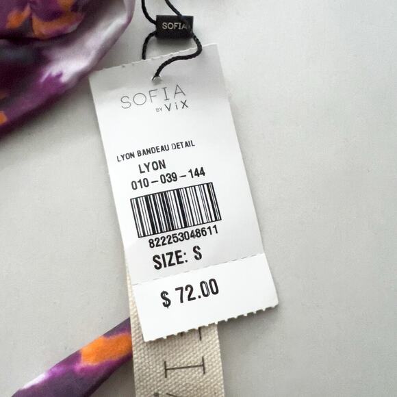NWT Vix Bikini Top Small Bandeau Halter Tie Dye Purple Orange - Picture 2 of 6
